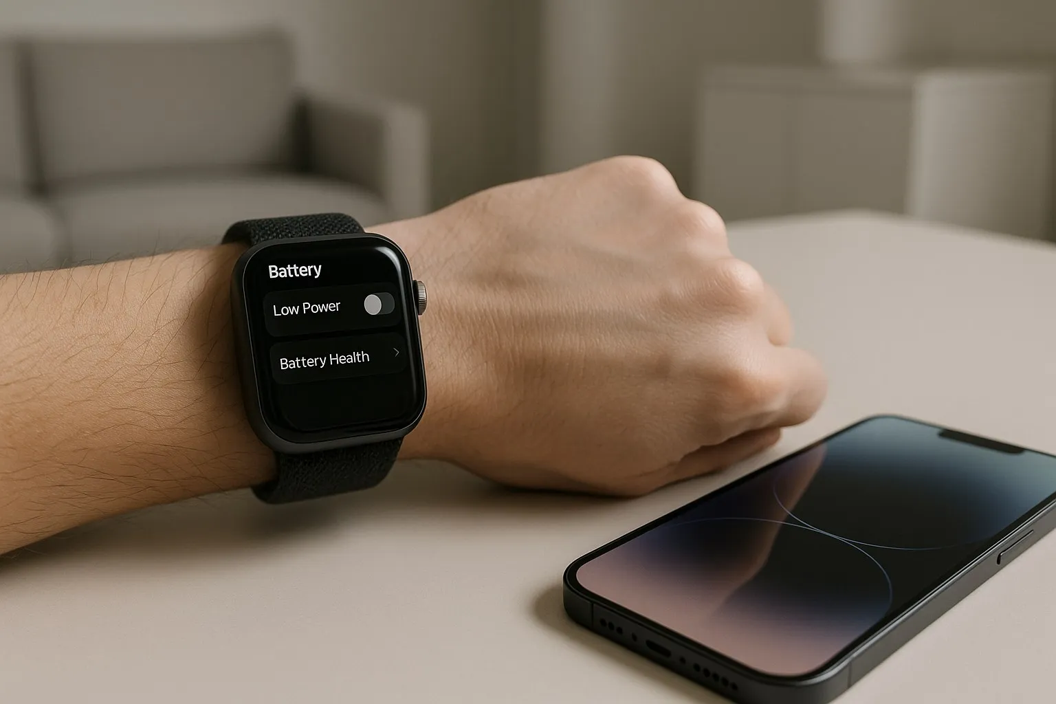 Проверка настроек аккумулятора Apple Watch