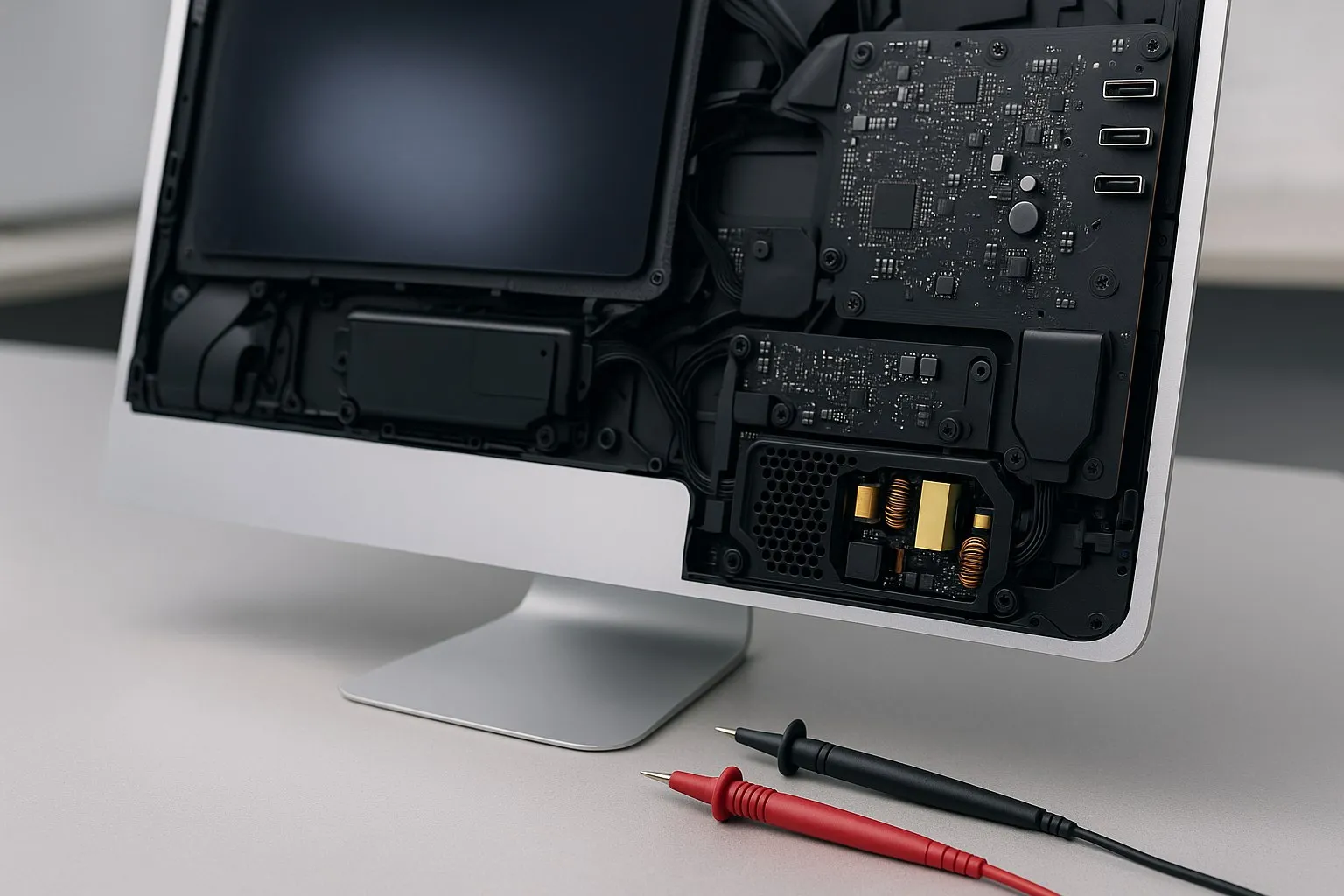 Проверка питания iMac мультиметром
