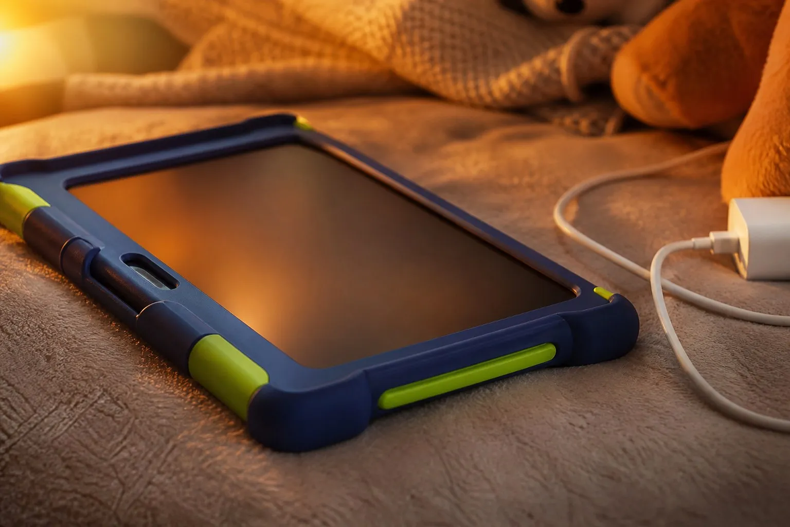 iPad в чехле во время зарядки