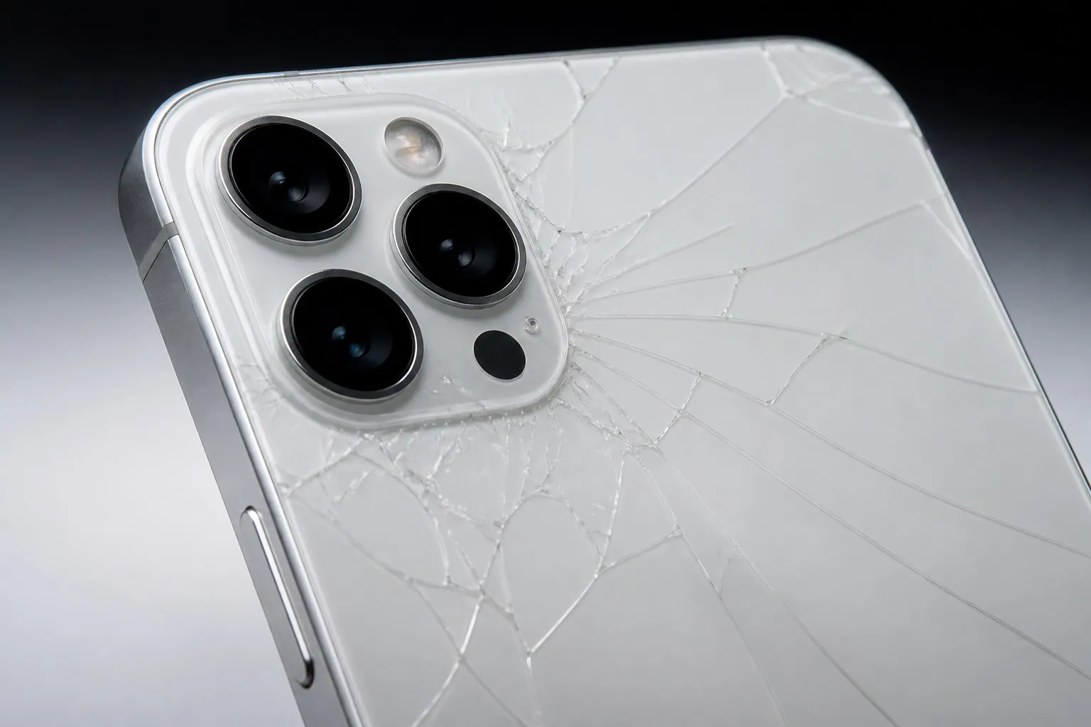 Треснувшее заднее стекло iPhone без деформации корпуса