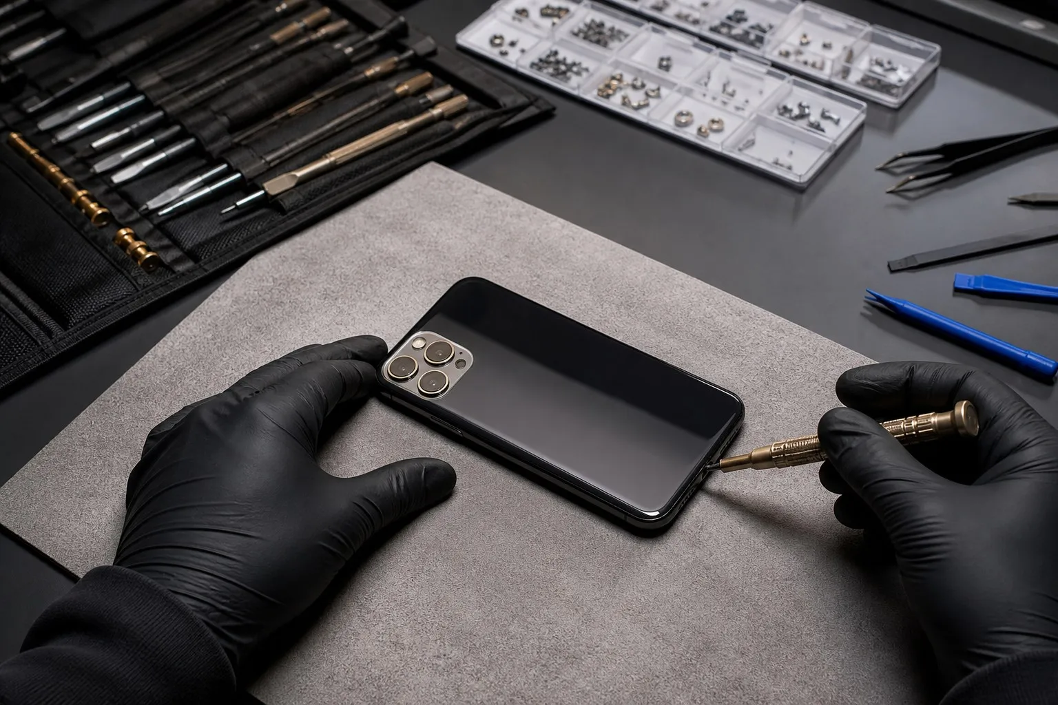 Процесс замены заднего стекла iPhone