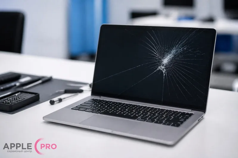 Трещина на экране MacBook