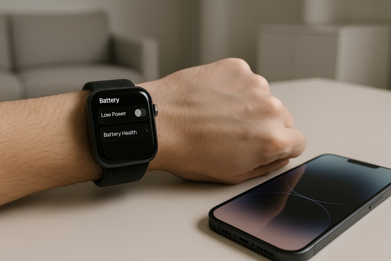Проверка настроек аккумулятора Apple Watch