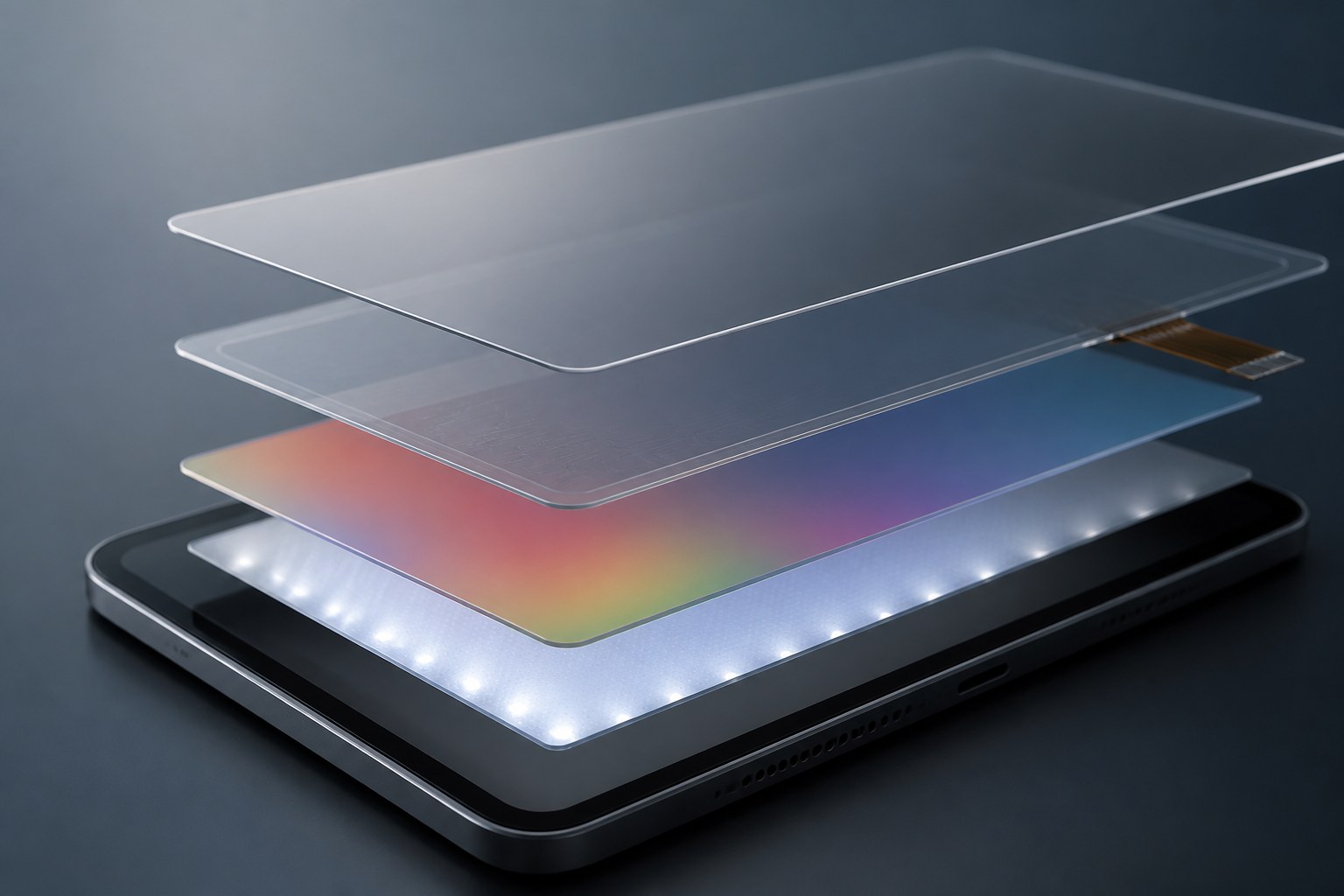 Слои экрана iPad в разрезе